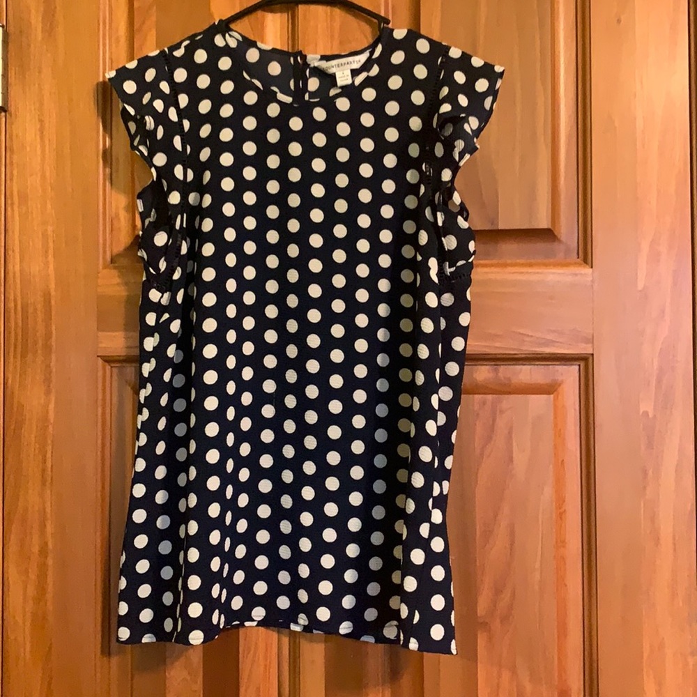 Navy Polka Dot Top